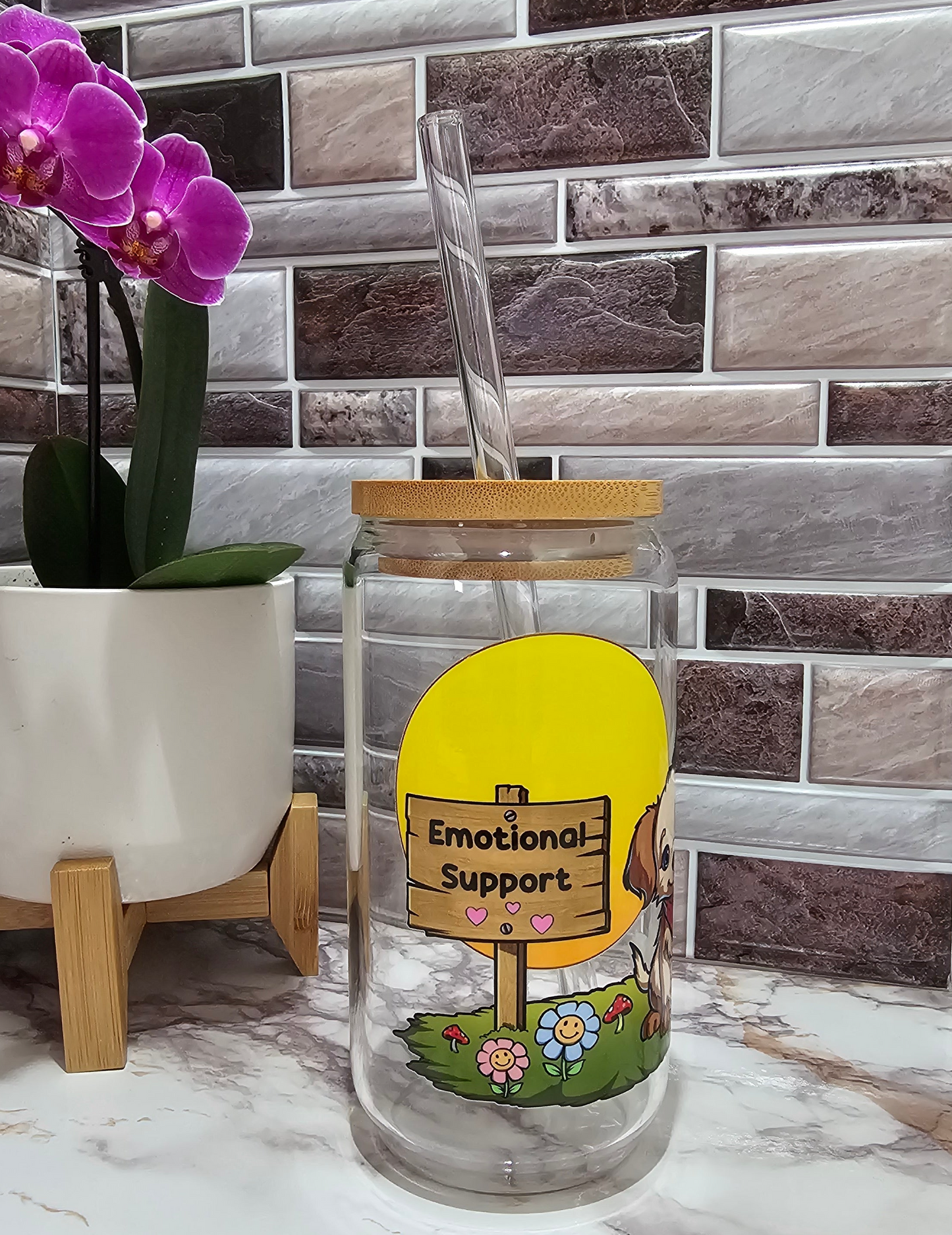 Emotional support puppy Glass Cup