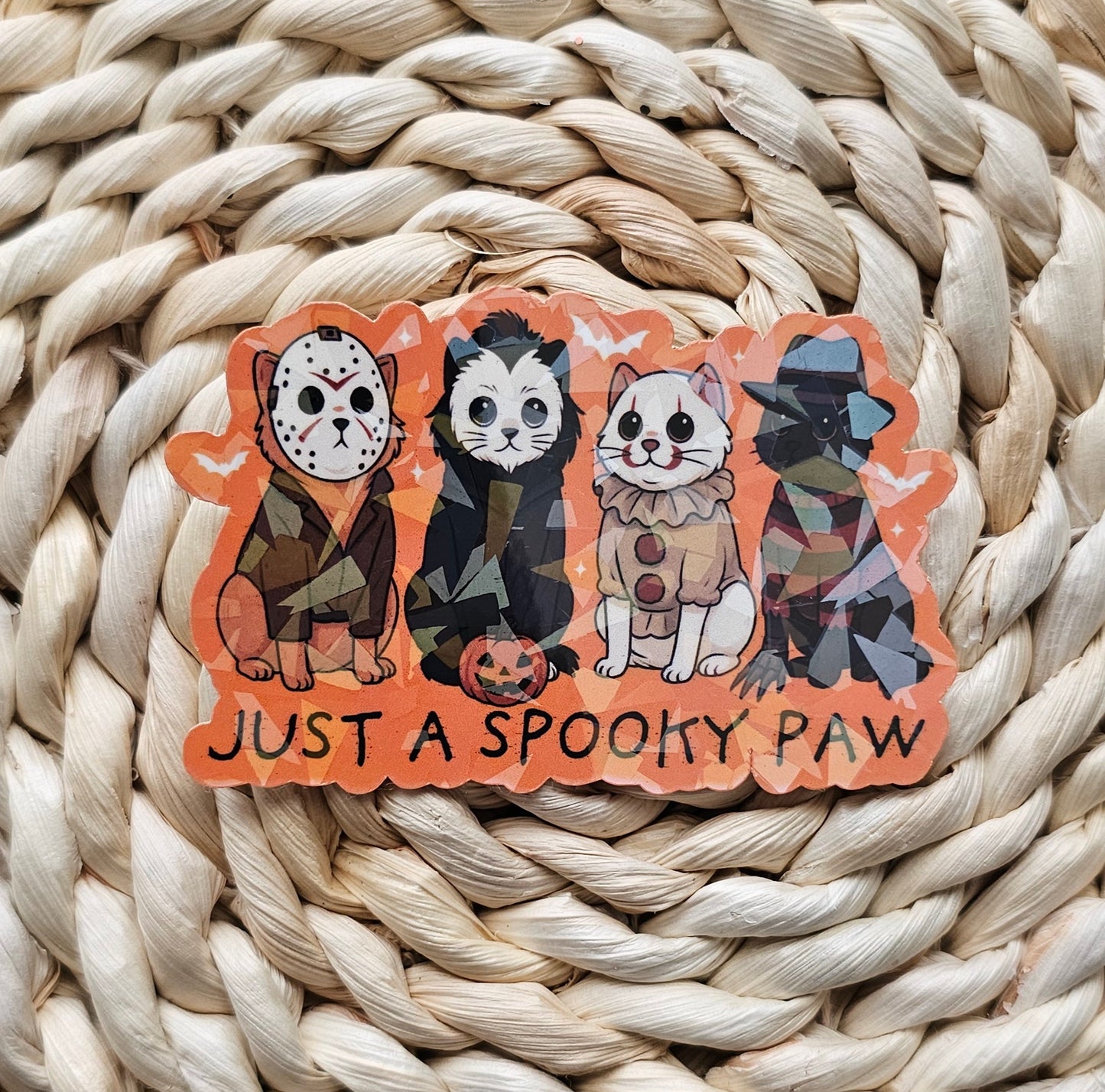 Just a Spooky Paw Holographic Sticker