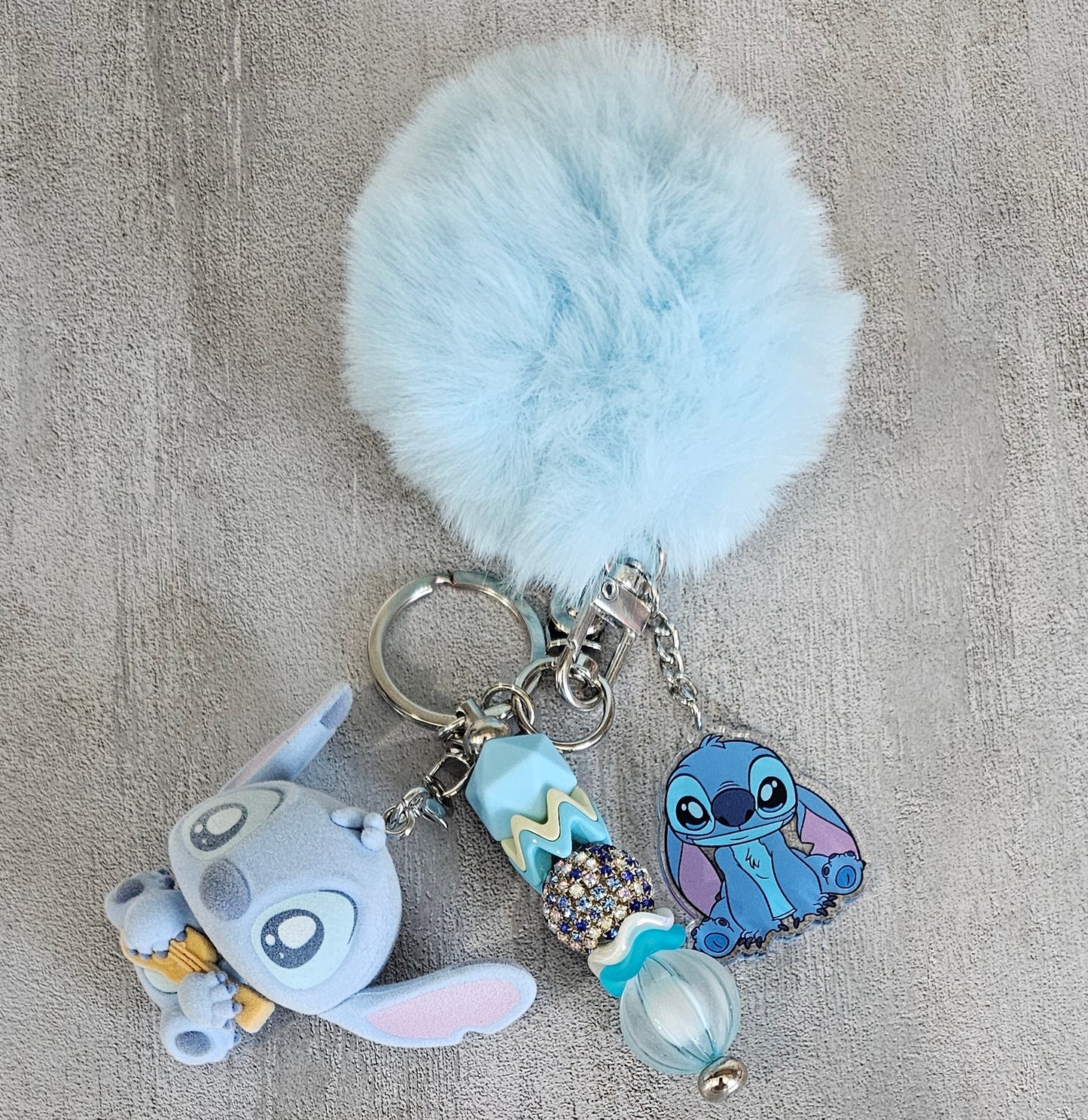 Cute Stitch with Guitar Beaded Keychain