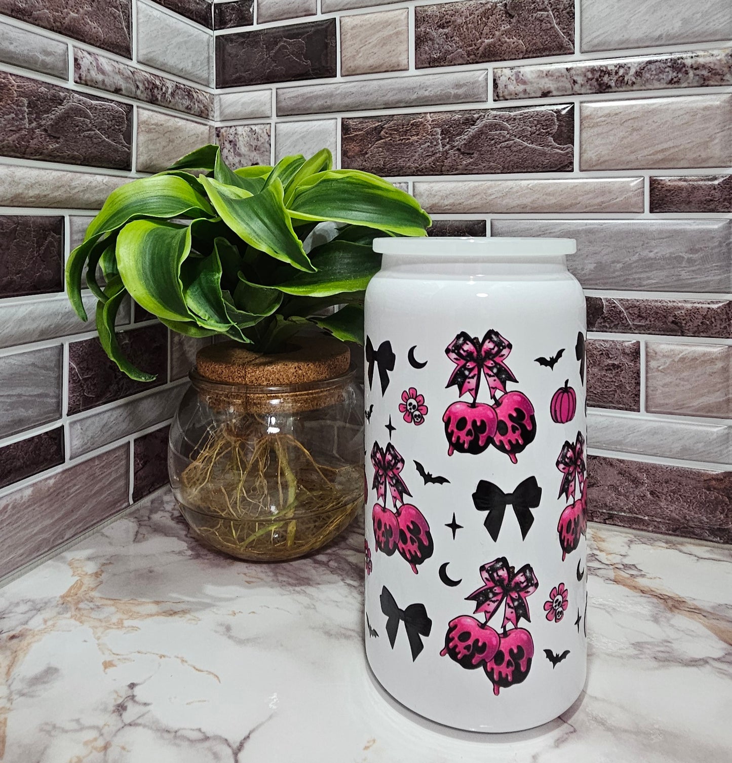 16 oz. Cute Creepy Cherry Skulls Stainless Steel Can