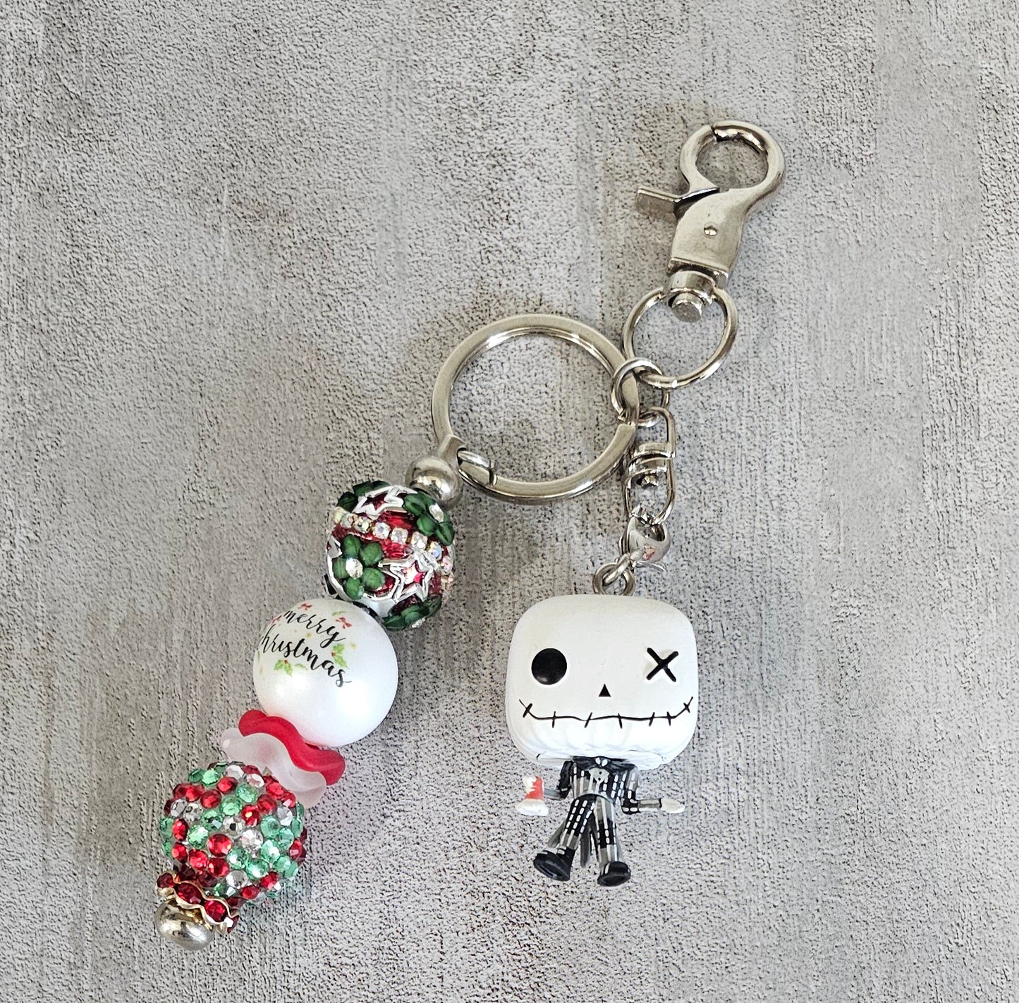 Christmas Jack Beaded Keychain