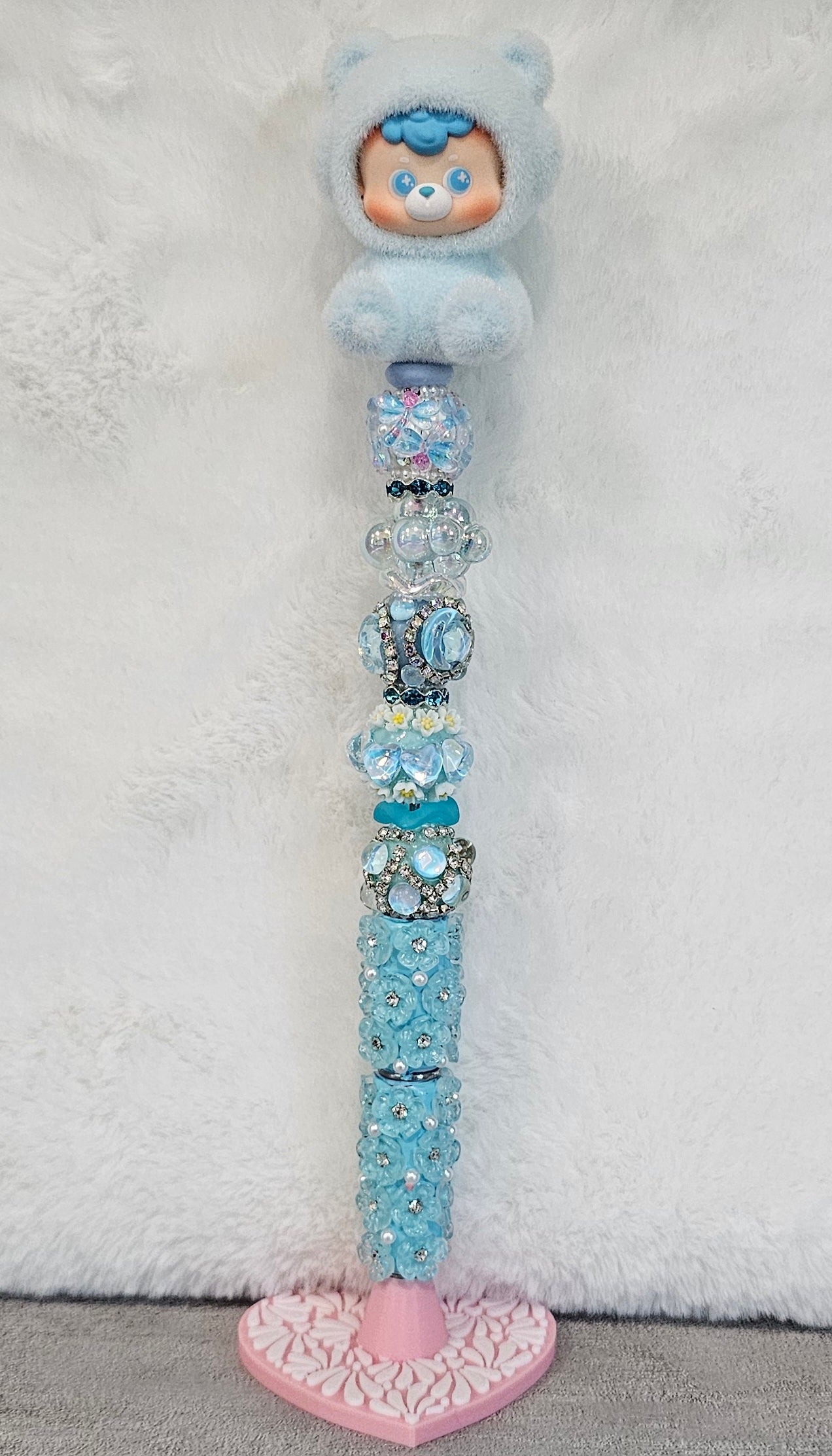 Cute Blue Bear Beaded Pen