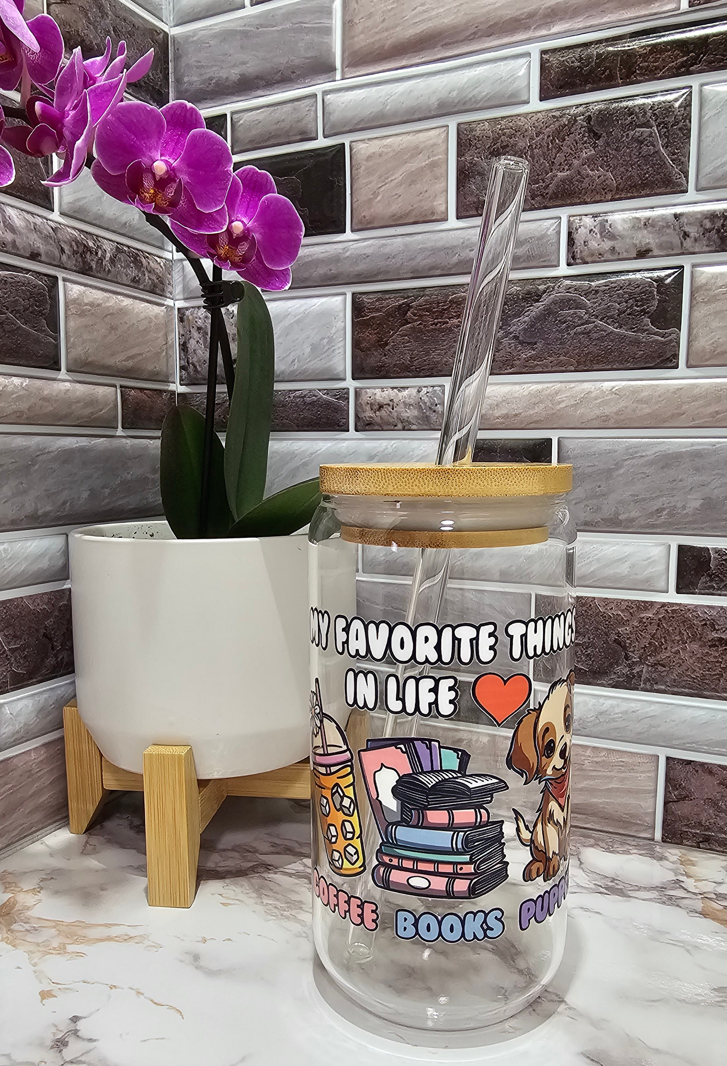 Favorite things in Life 16 oz. Glass Cup