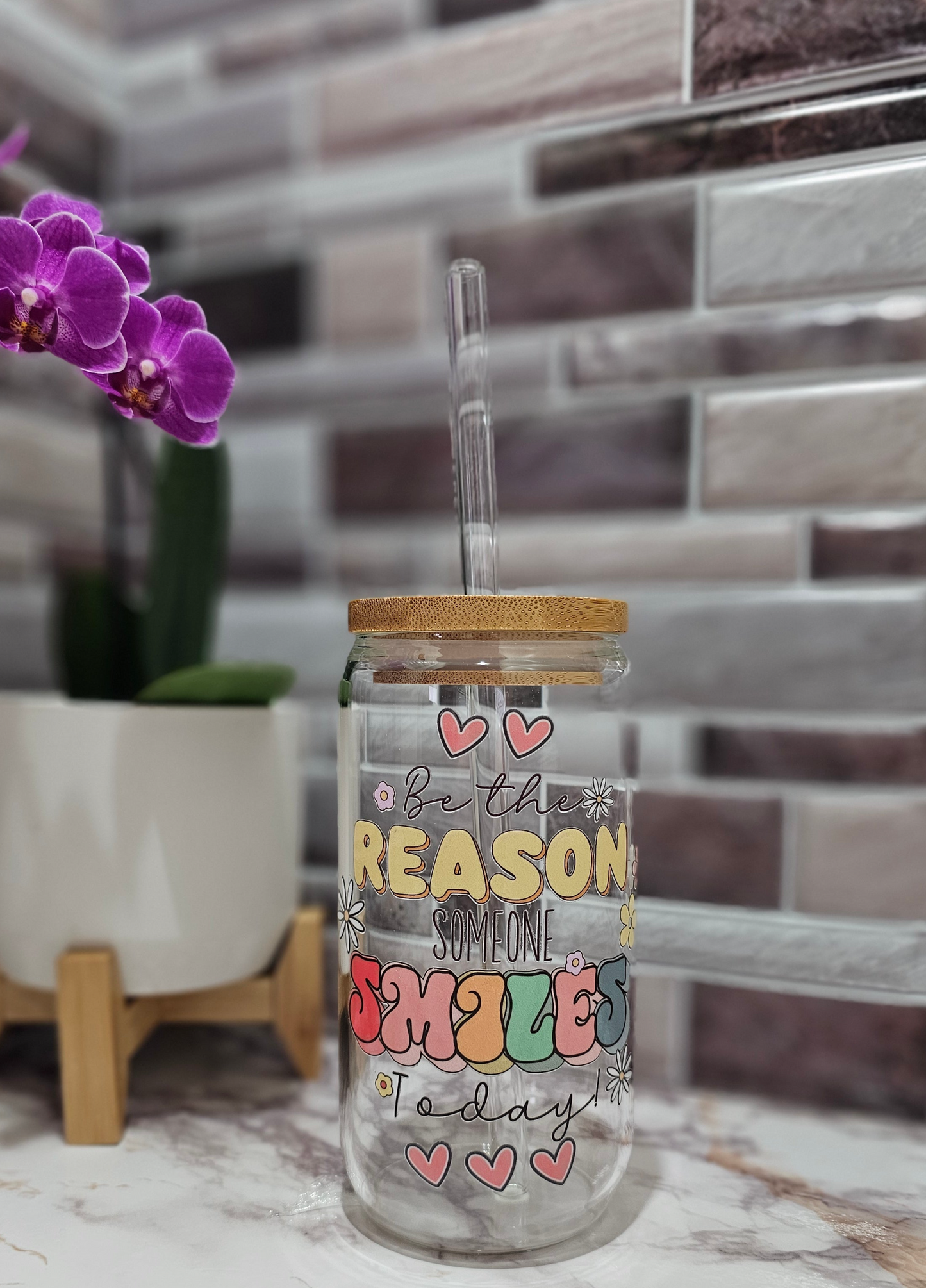 Be The Reason Someone Smiles Today Glass Cup