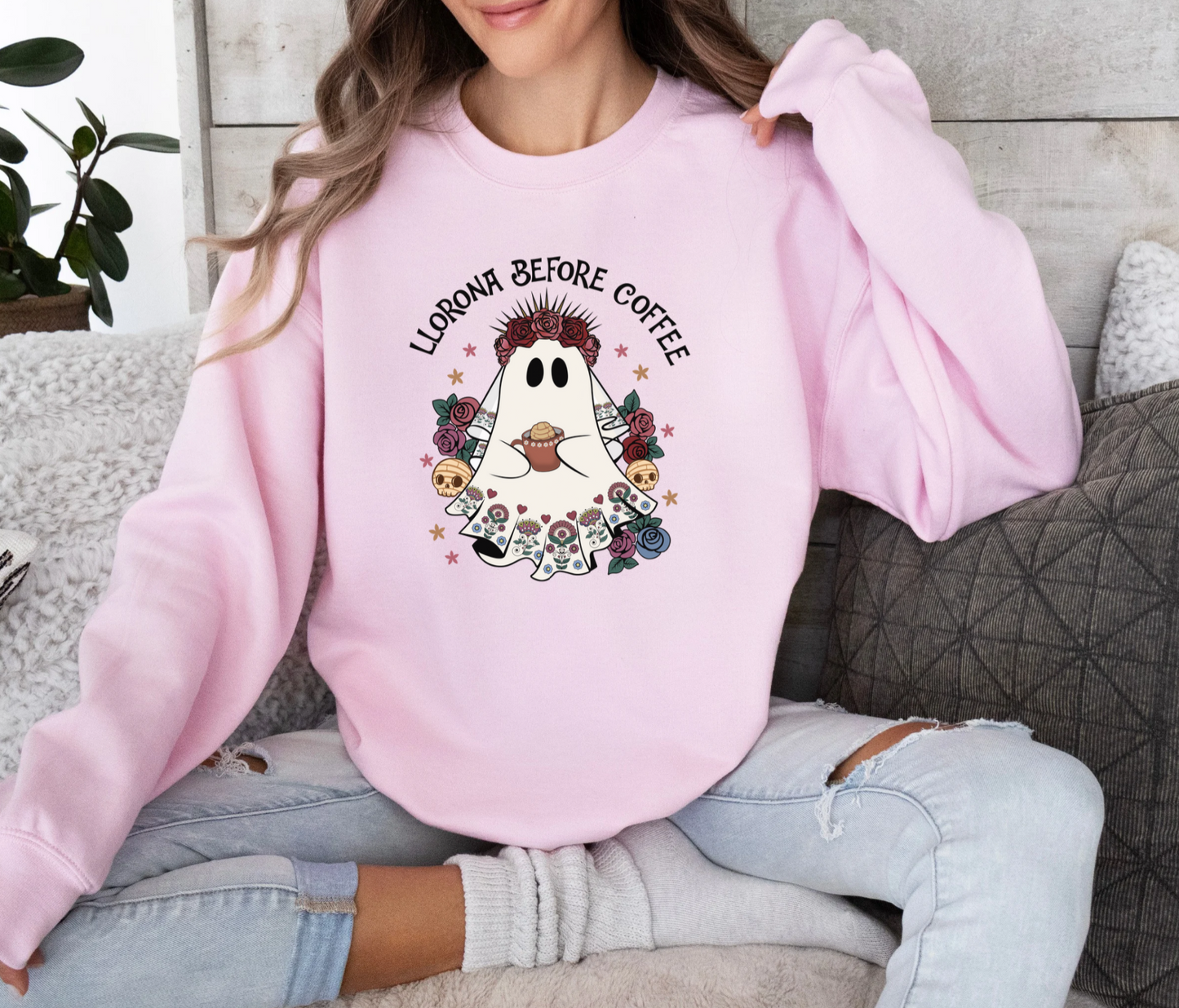 Llorona Before Coffee Crewneck Sweatshirt