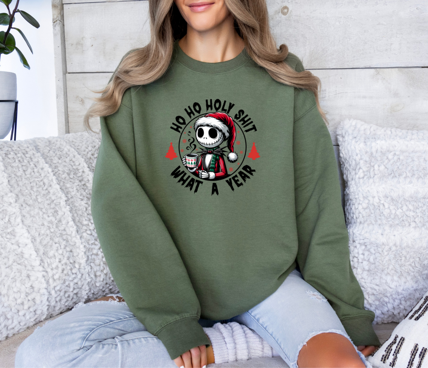 HO HO Holy Shit What a Year Crewneck Sweatshirt