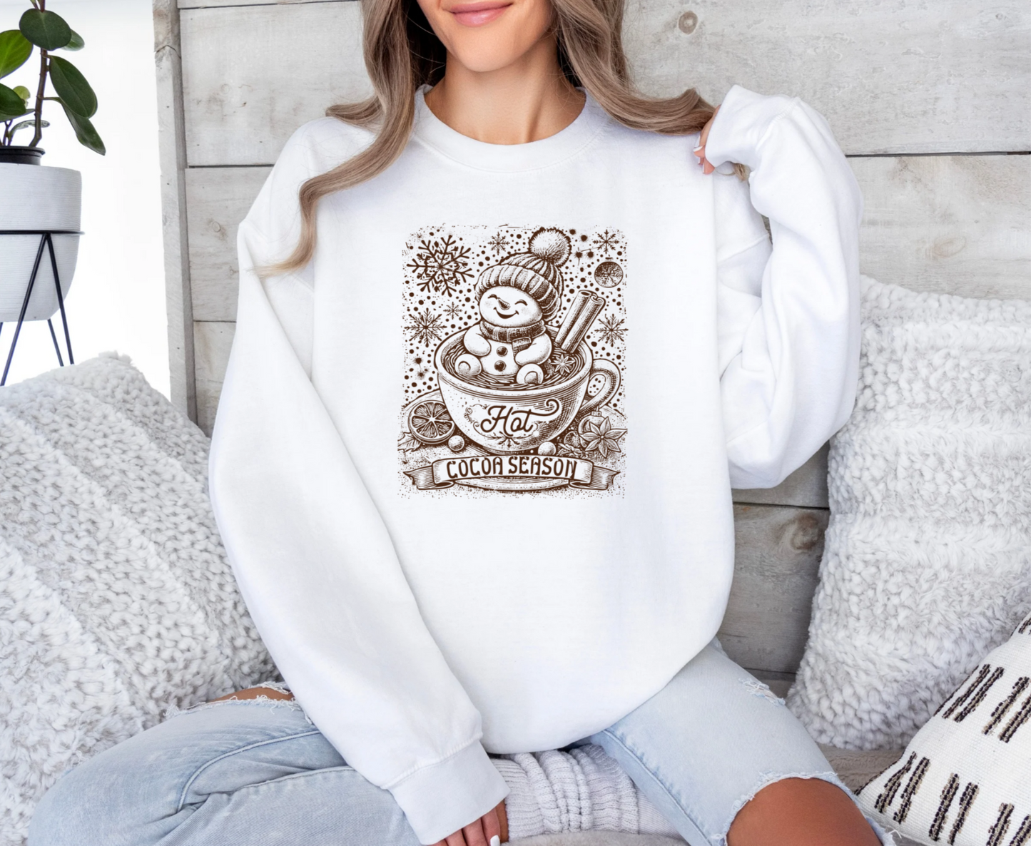 Hot Cocoa Season Snowman Crewneck