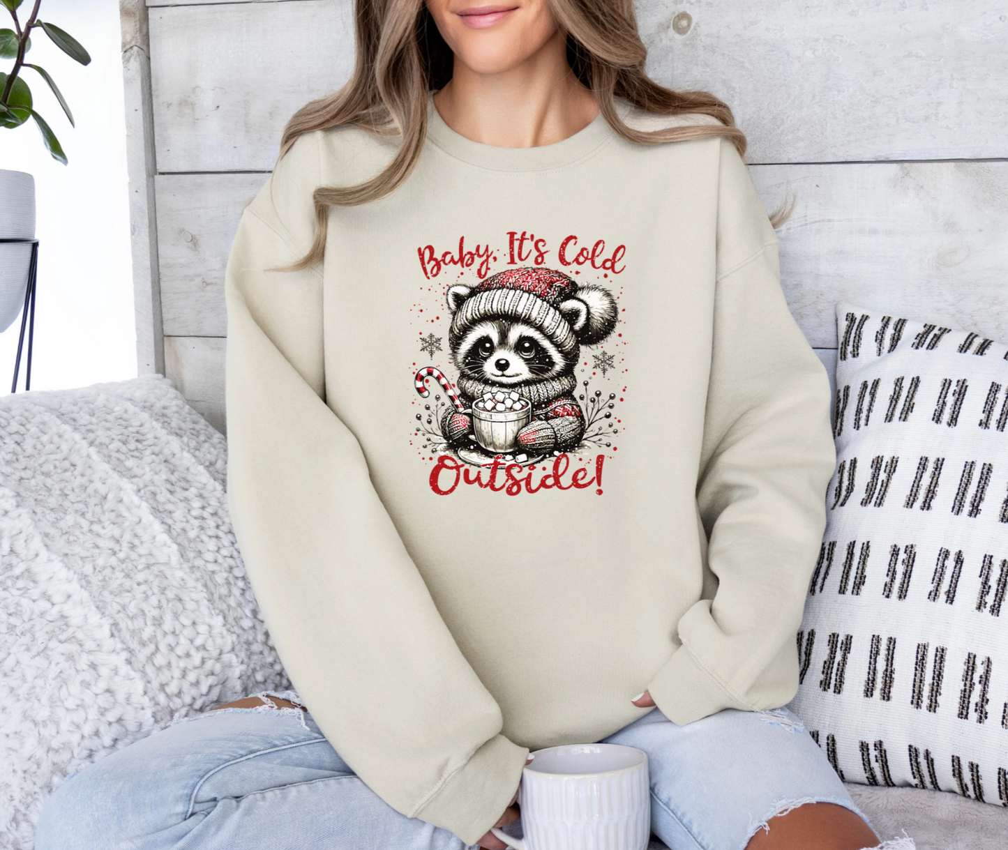 Baby It's Cold Outside Raccoon! Crewneck Sweatshirt