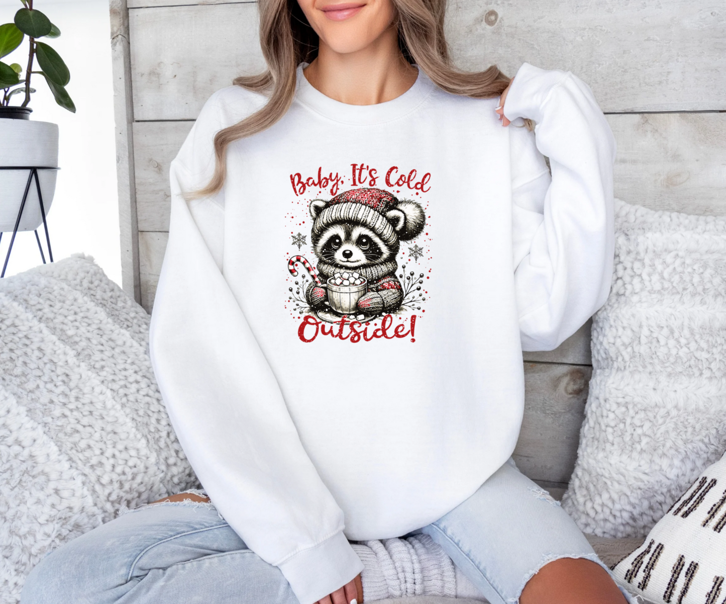 Baby It's Cold Outside Raccoon! Crewneck Sweatshirt