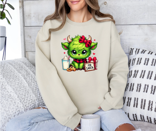 Cute Green Christmas Cow Sweatshirt
