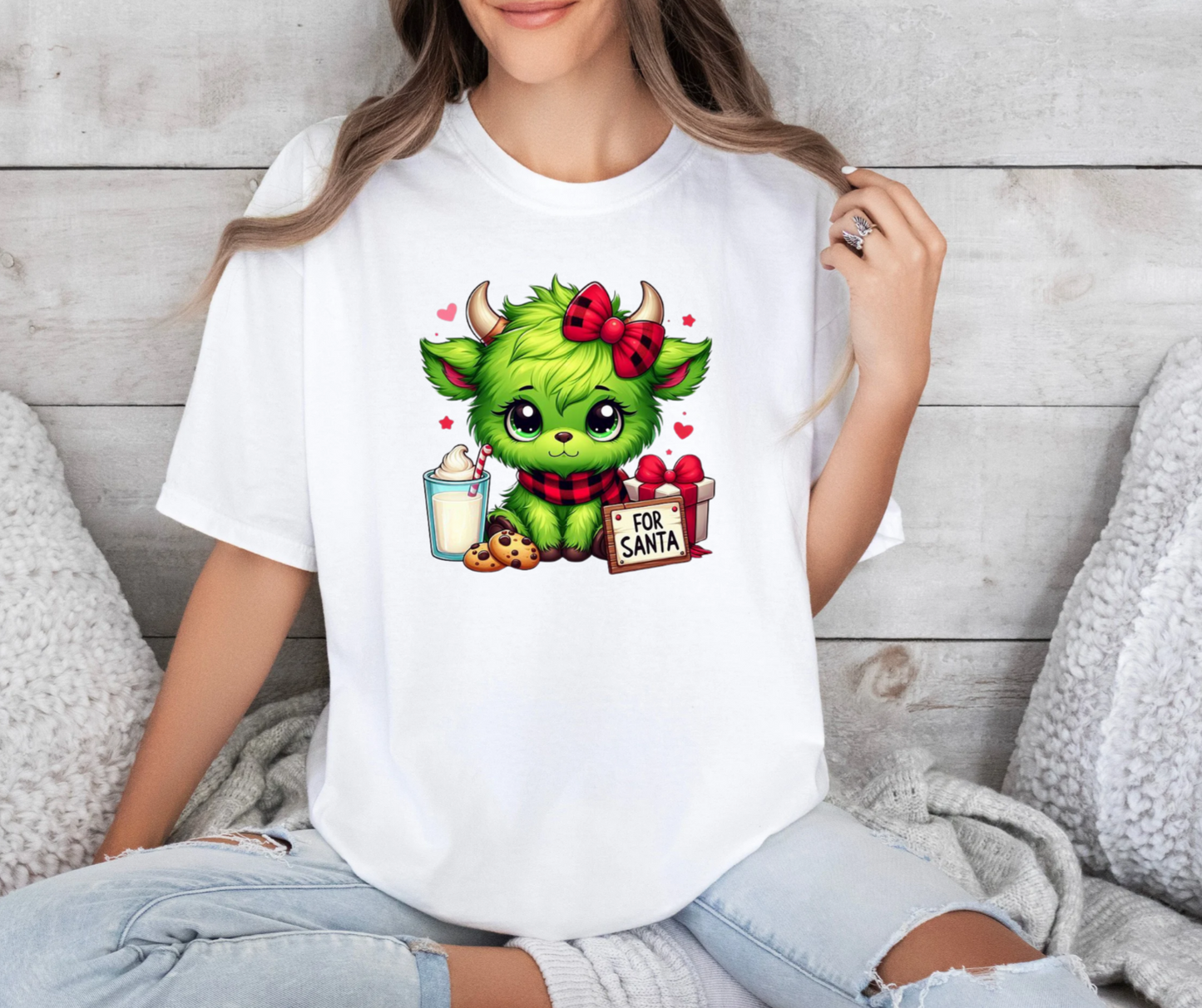 Short Sleeve Grinchmas Cute Cow