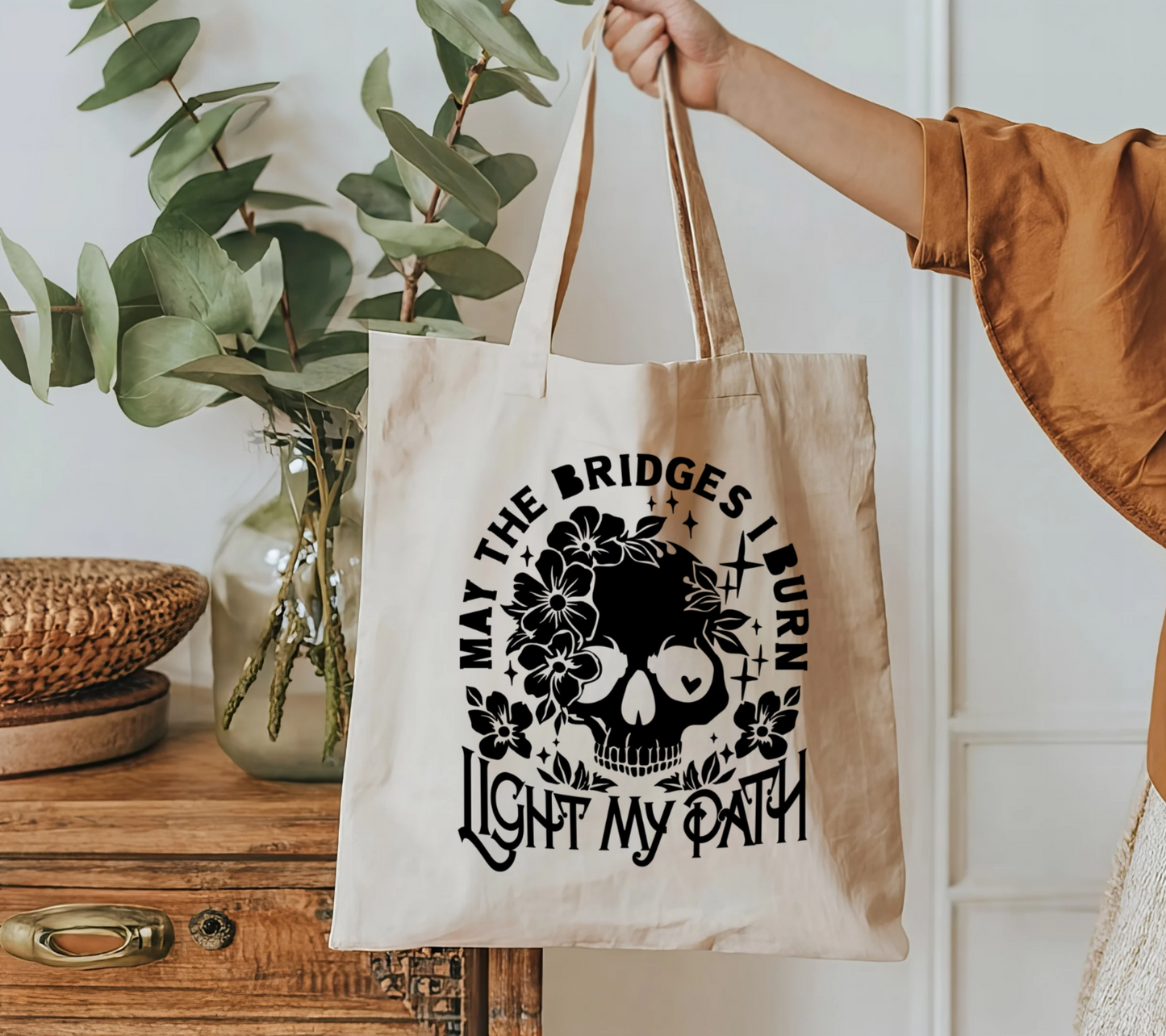 May The Bridges I Burn Light My Path Canva Tote Bag