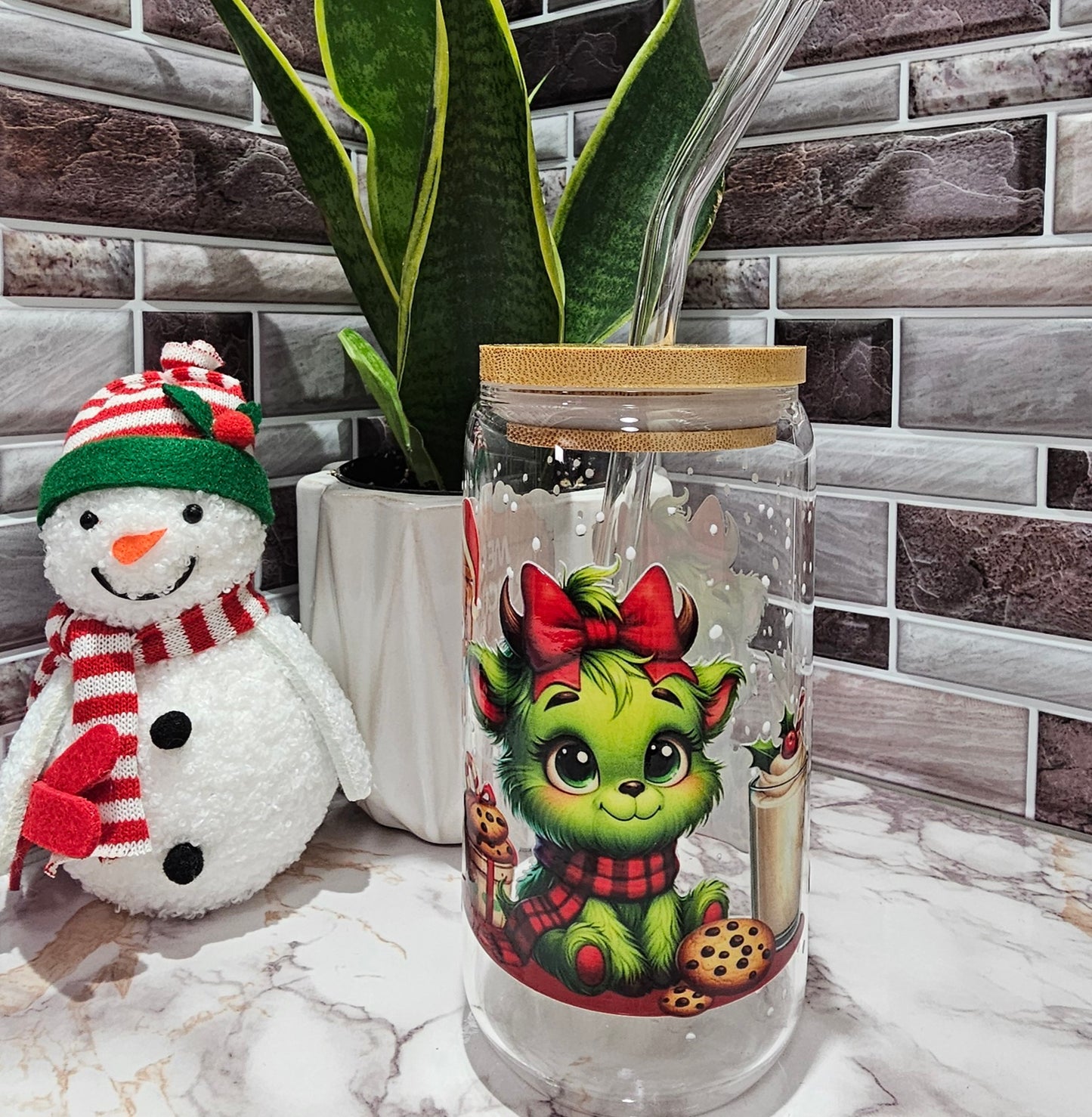 Merry Grinchmas 16 oz. Glass Cup