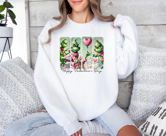 Happy Valentines Day Grinch Crewneck Sweatshirt