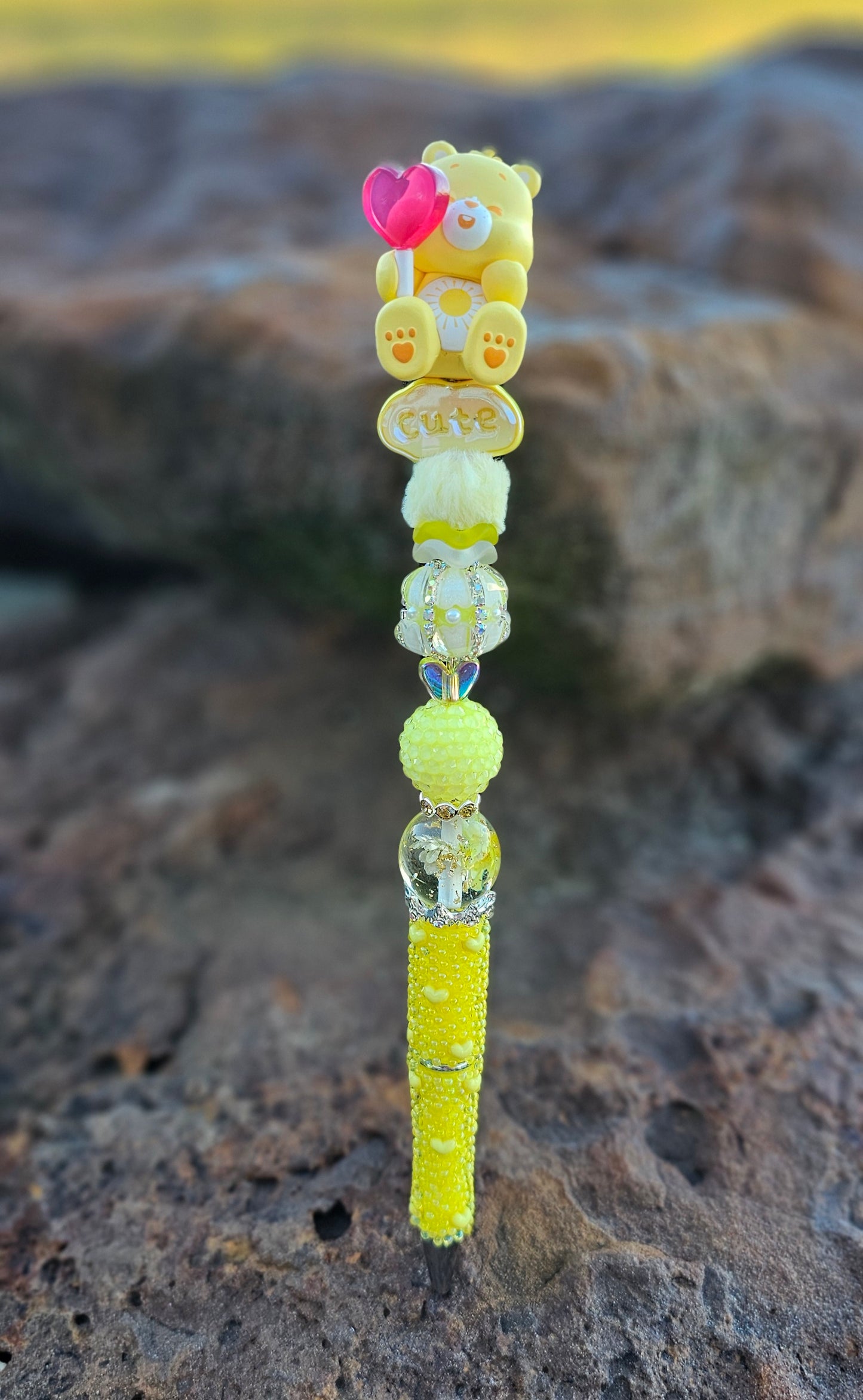 Cute Sunny Bear Beaded Pen
