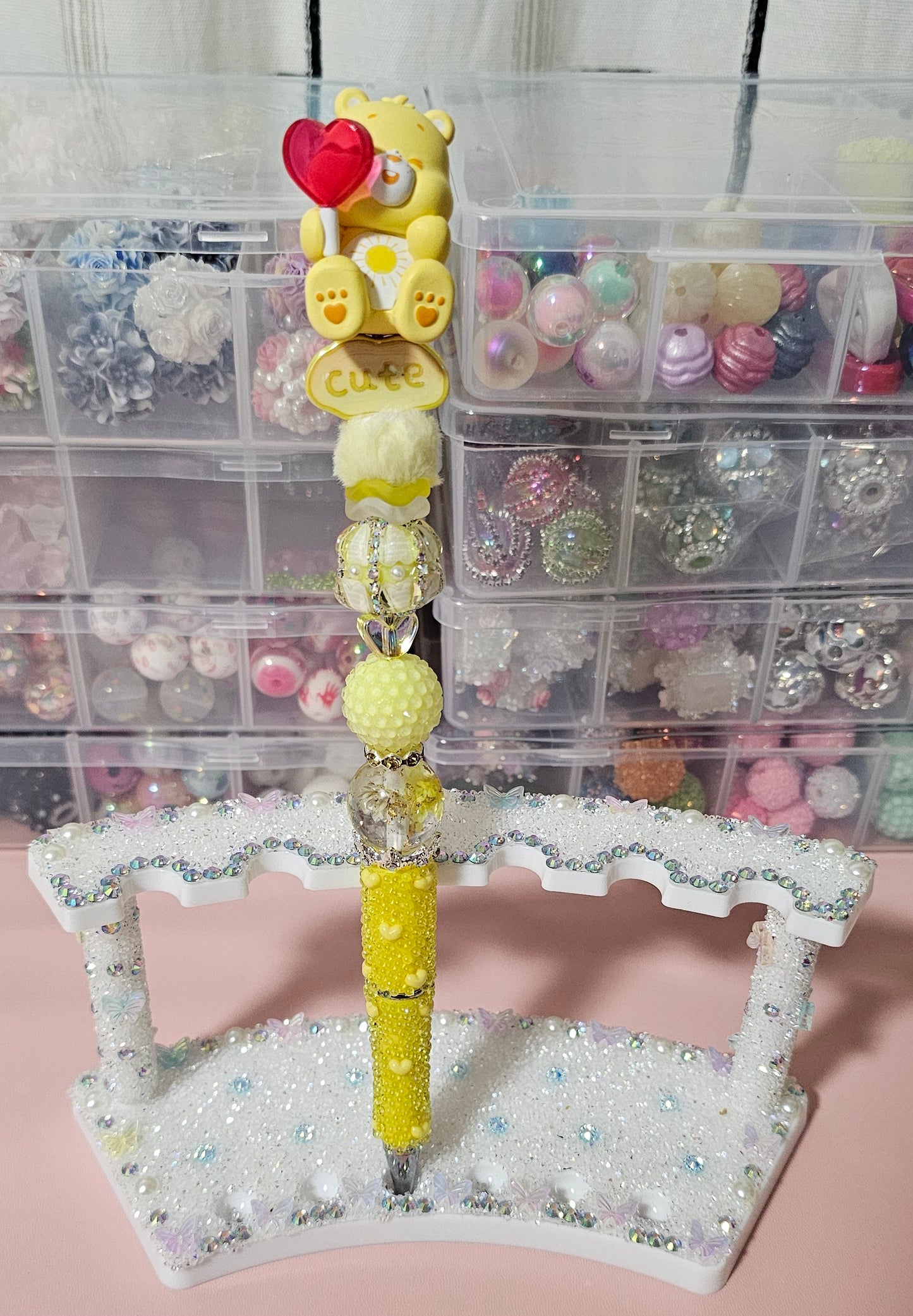 Cute Sunny Bear Beaded Pen
