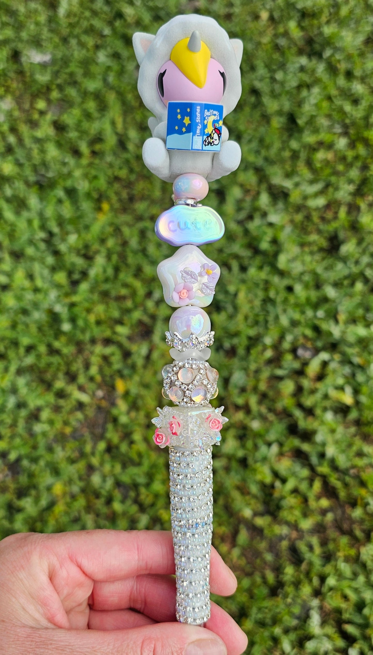 Flocked Reading Unicorn Beaded Pen