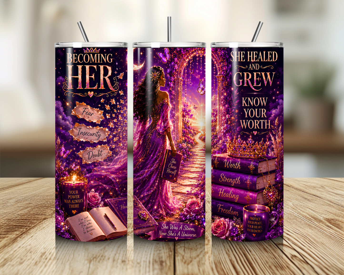 She Healed and Grew 20oz Skinny Tumbler