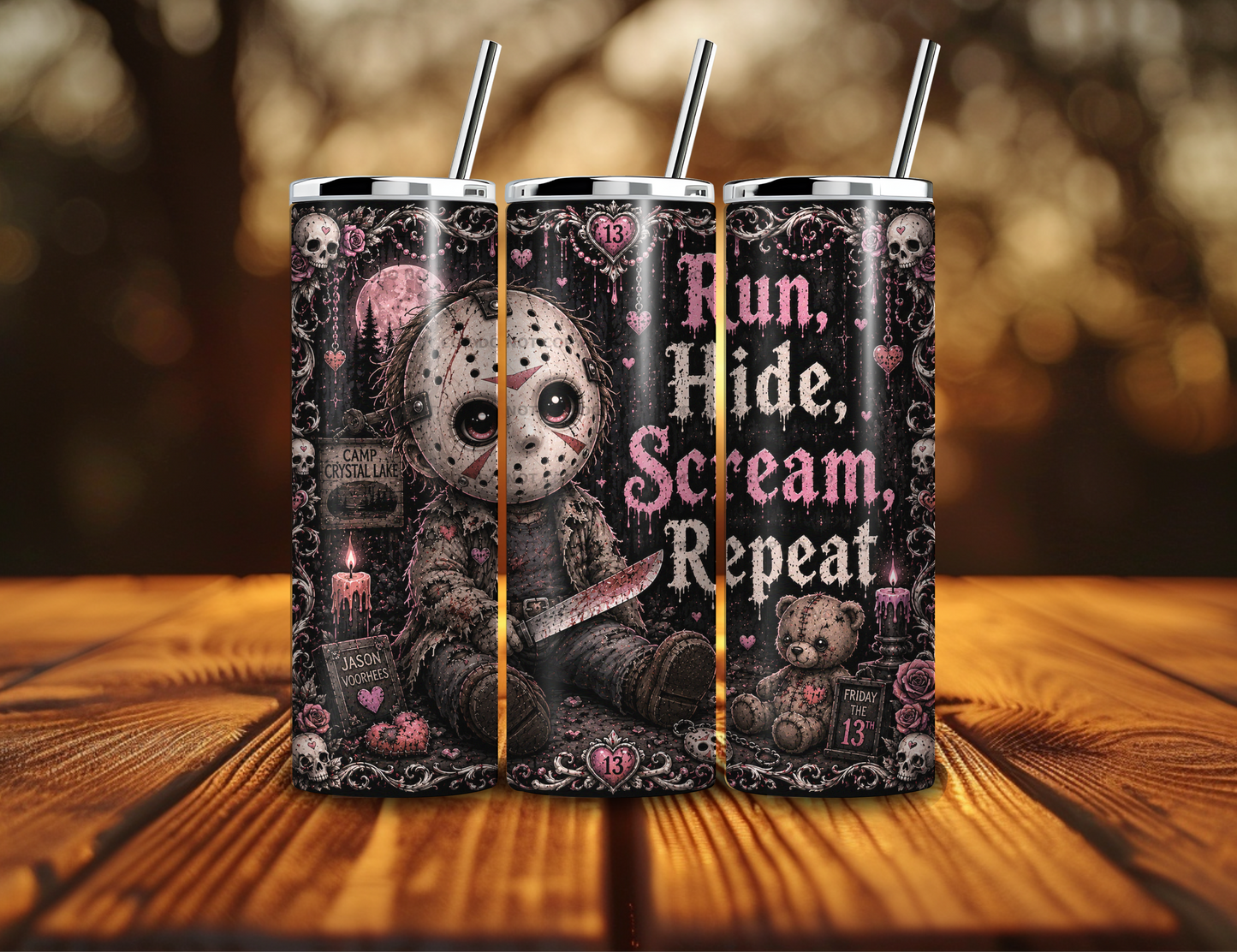 Run Hide Scream 20oz Skinny Tumbler
