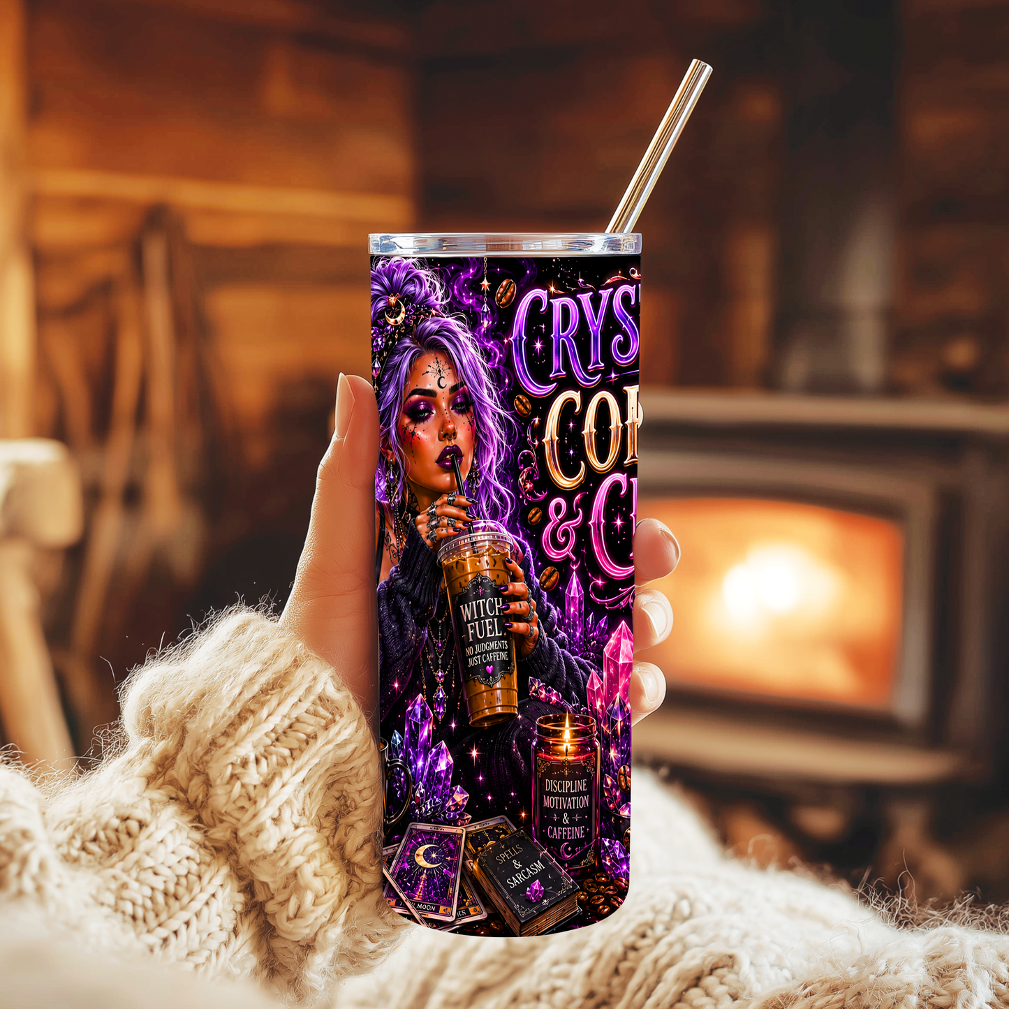 Crystals Coffee and & Chaos 20oz Skinny Tumbler