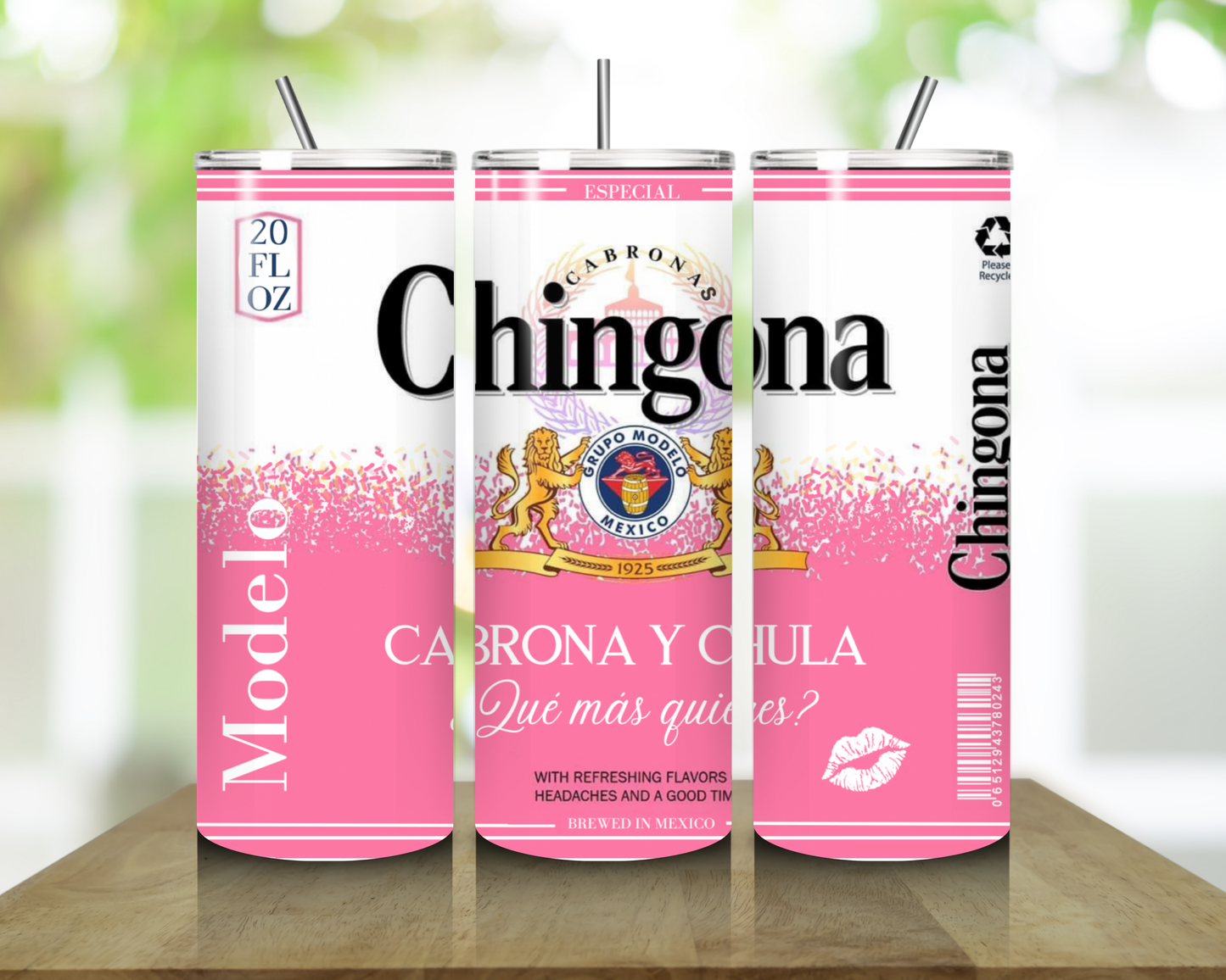 Chingonas 20oz Skinny  Sublimated Tumbler