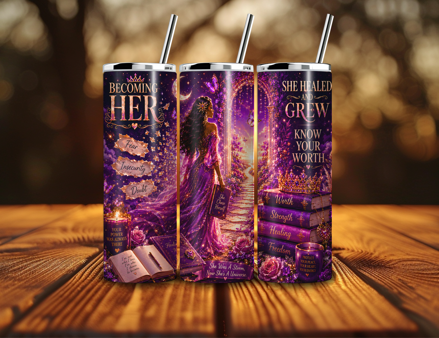 She Healed and Grew 20oz Skinny Tumbler