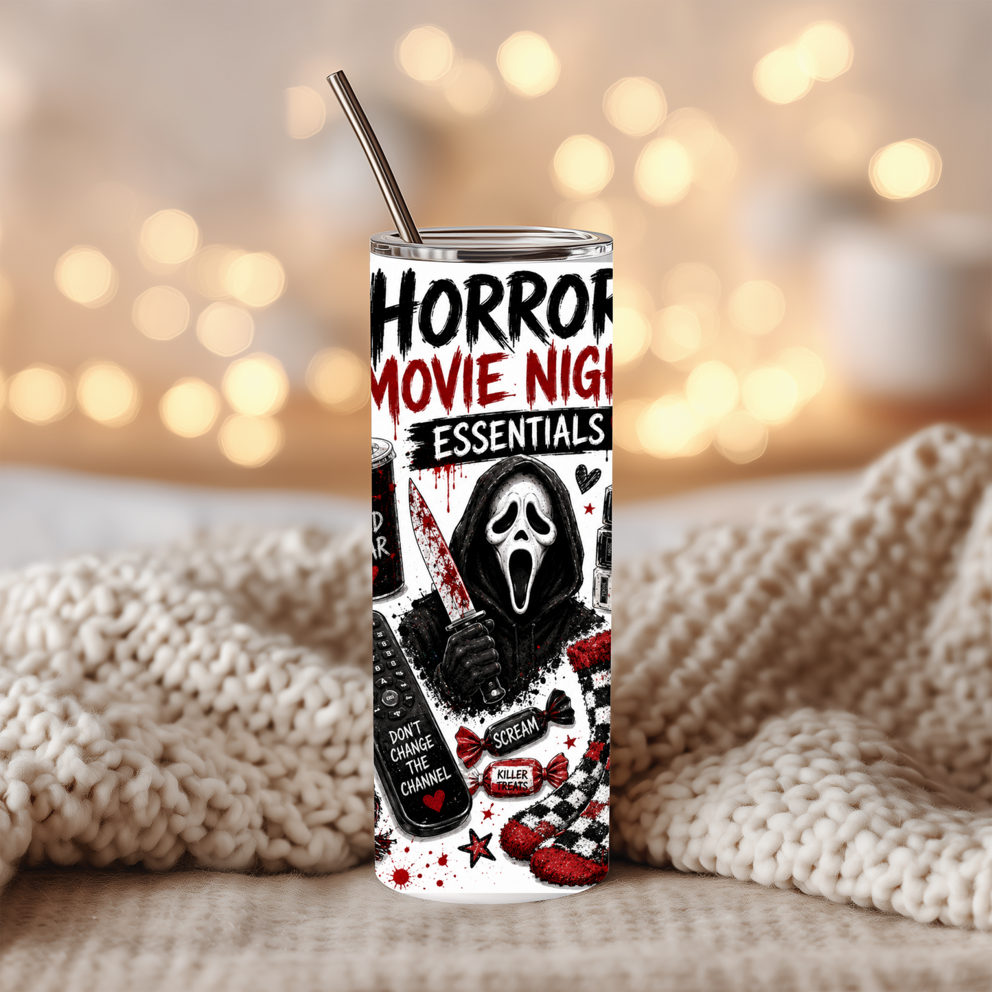 Horror Movie Night Essentials 20oz Skinny Tumbler