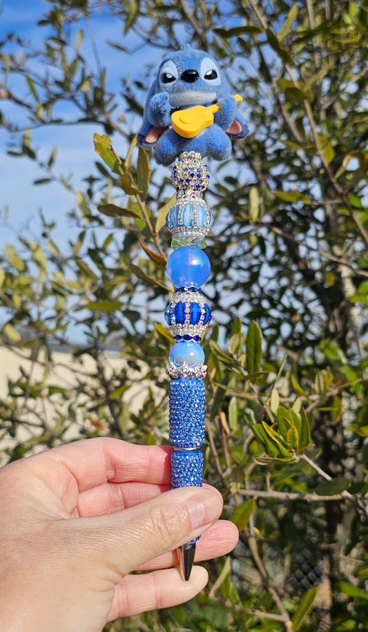 Cute Stitch Playing Guitar Beaded Pen