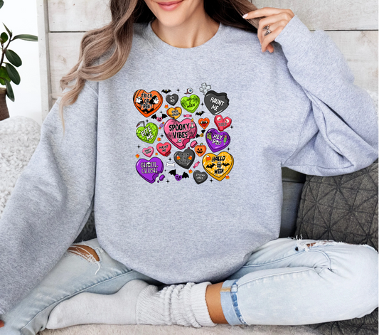 Spooky Candy Hearts Crewneck Sweatshirt