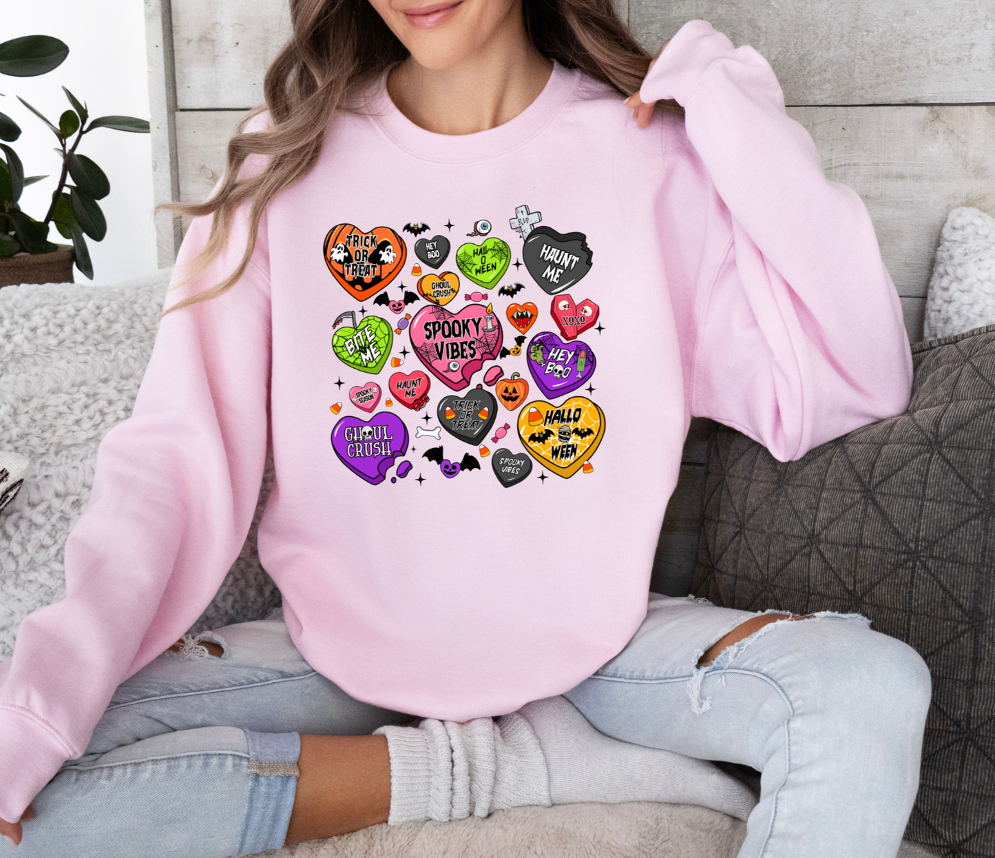 Spooky Candy Hearts Crewneck Sweatshirt