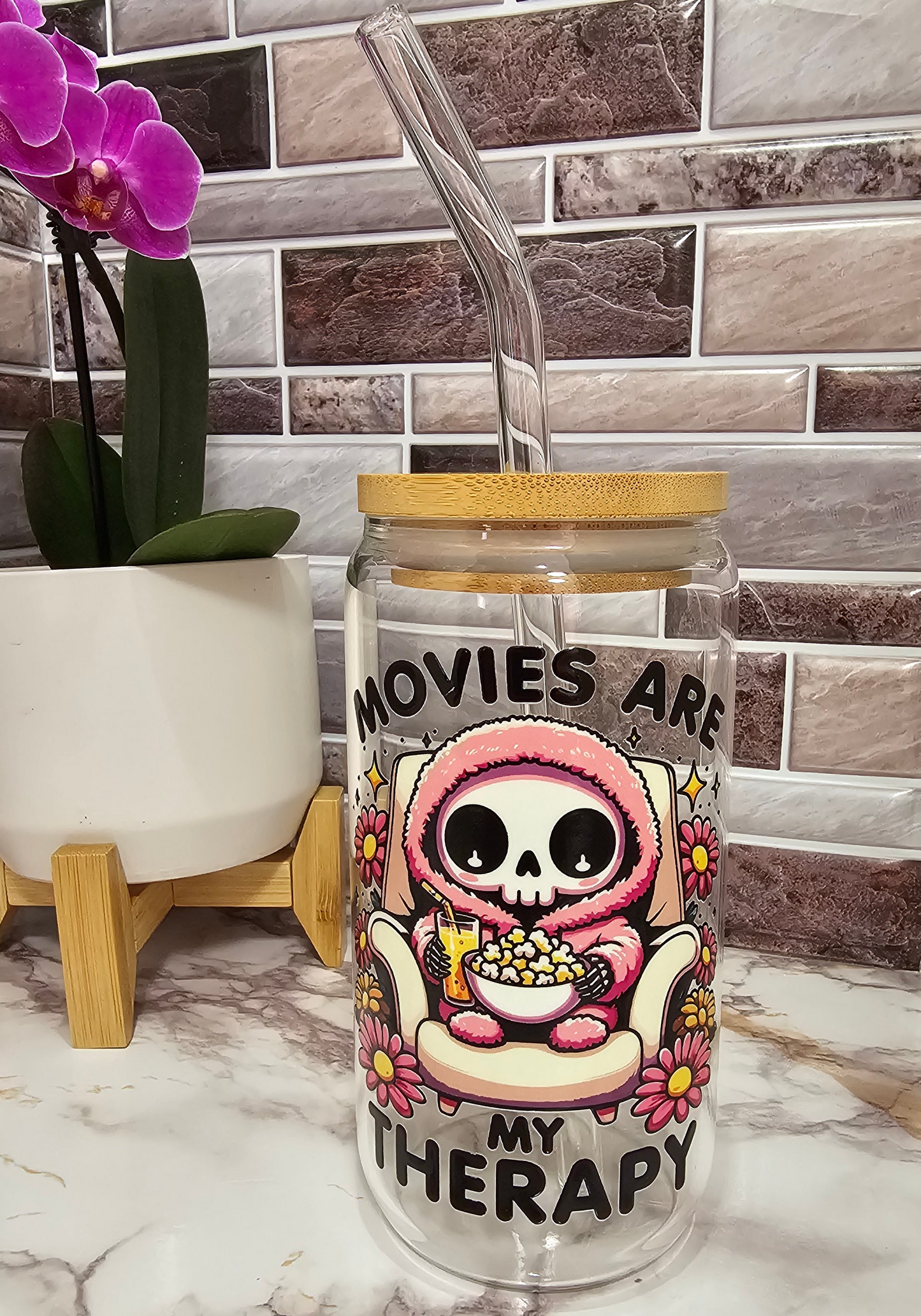 Movies are My Therapy  16 oz. Glass Cup