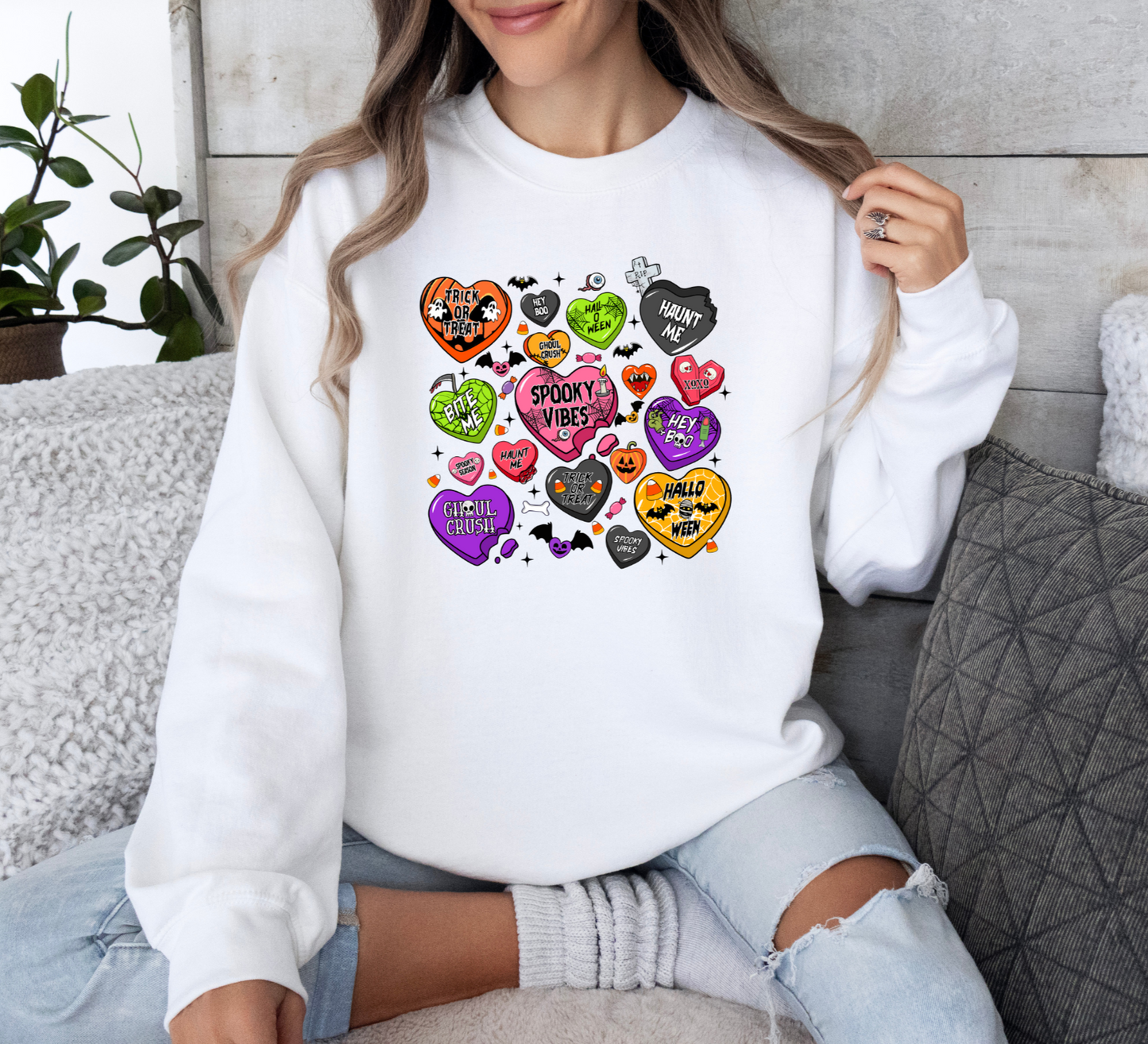 Spooky Candy Hearts Crewneck Sweatshirt